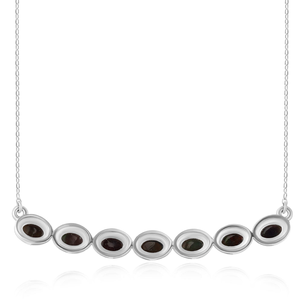 Silberhalskette mit mitternachtsschwarzem äthiopischen Opal aus Lega Dembi 3 