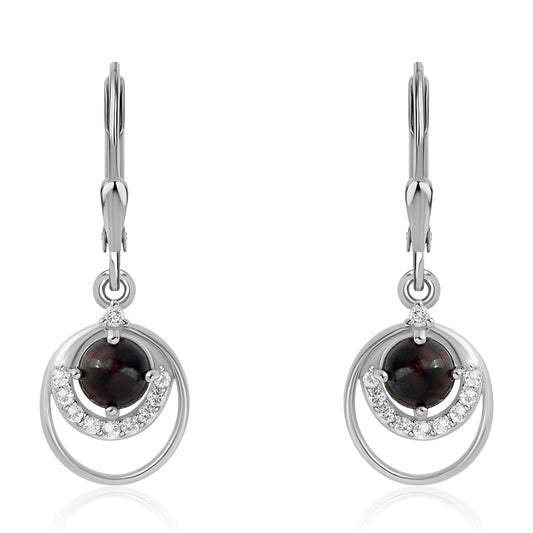 Silberohrringe mit mitternachtsschwarzem äthiopischen Opal aus Lega Dembi und weißem Topas