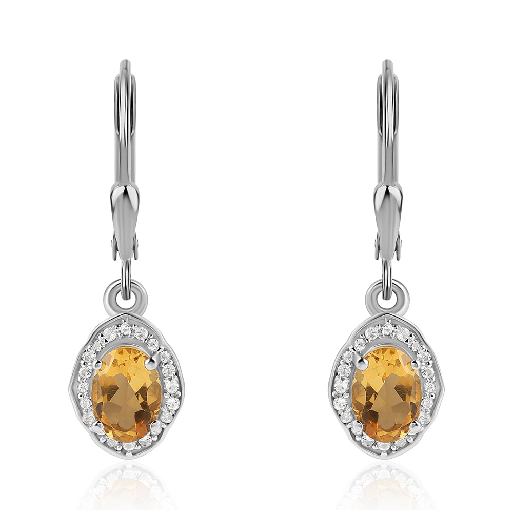 Silberohrringe mit Zitrin und weißem Topas 1 