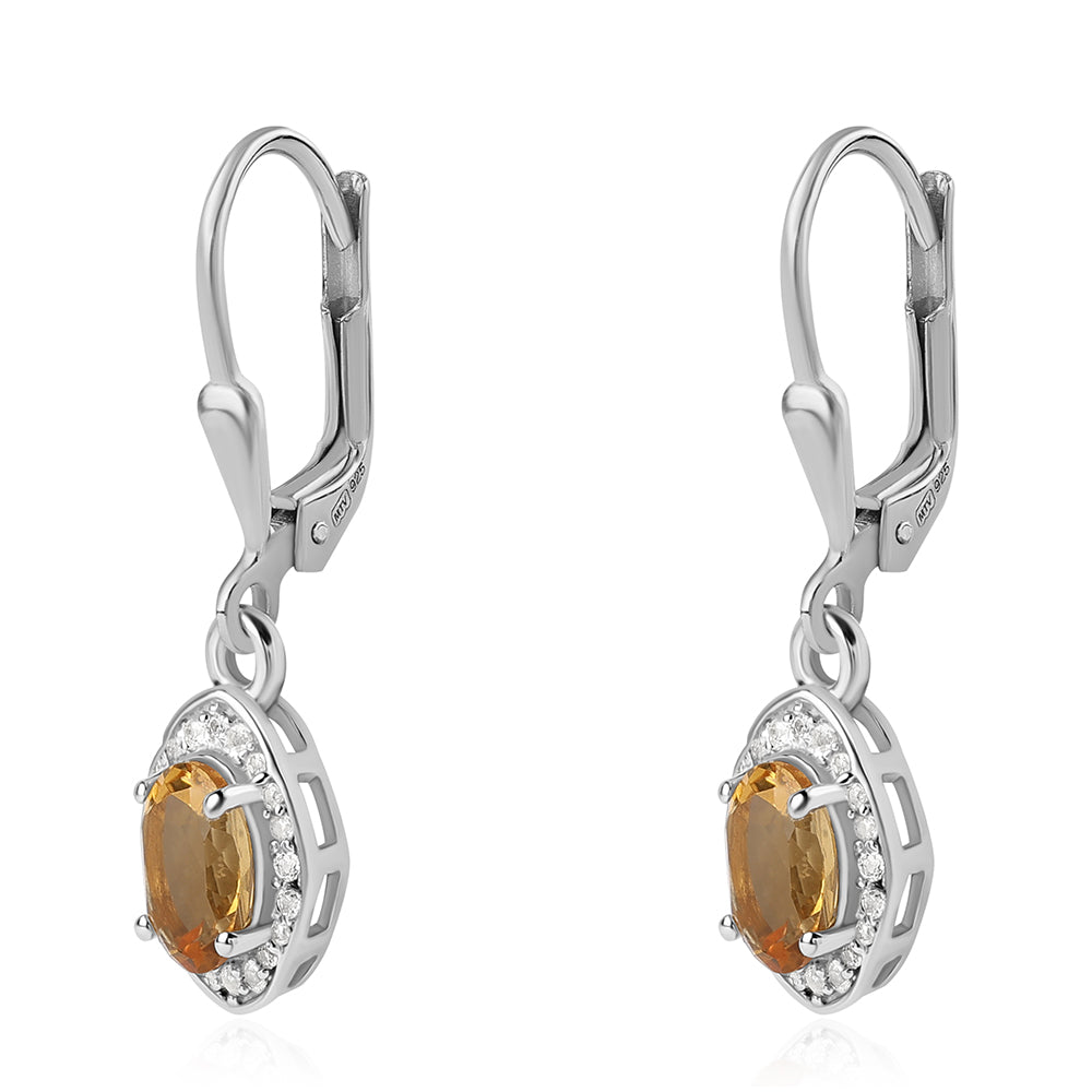 Silberohrringe mit Zitrin und weißem Topas 2 