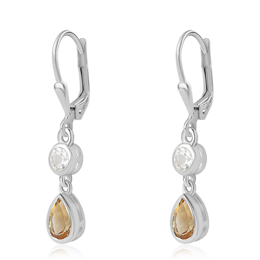 Silberohrringe mit Zitrin und weißem Topas