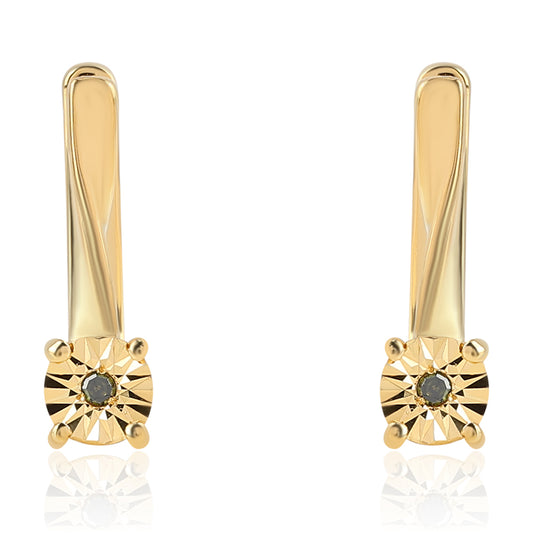 Goldplattierte Silberohrringe mit grünem Diamant