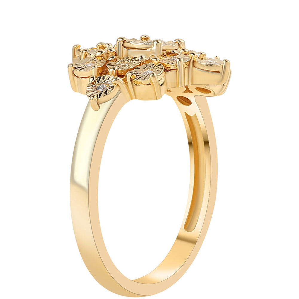 Goldplattierter Silberring mit grünem Diamant und weißem Diamant 2 