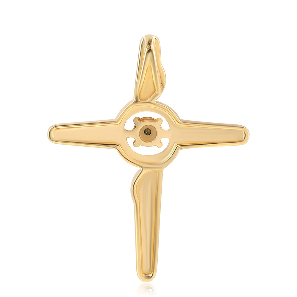 Goldplattierter Silberanhänger mit grünem Diamant 3 
