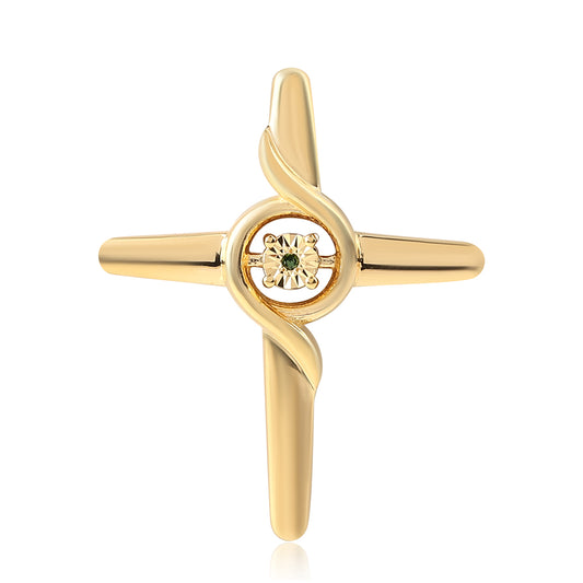 Goldplattierter Silberanhänger mit grünem Diamant