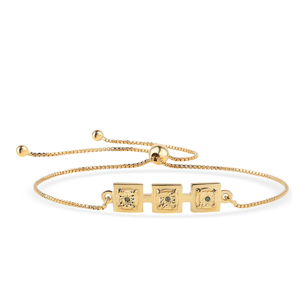 Goldplattiertes Silberarmband mit grünem Diamant 1 