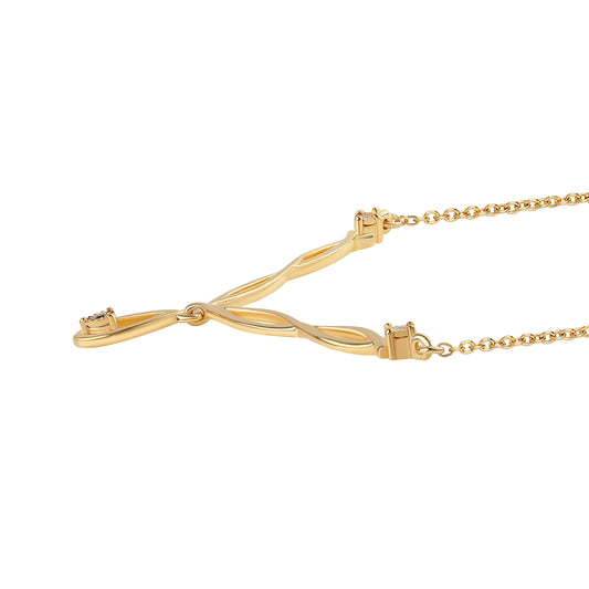 Goldplattierte Silberhalskette mit grünem Diamant und weißem Diamant