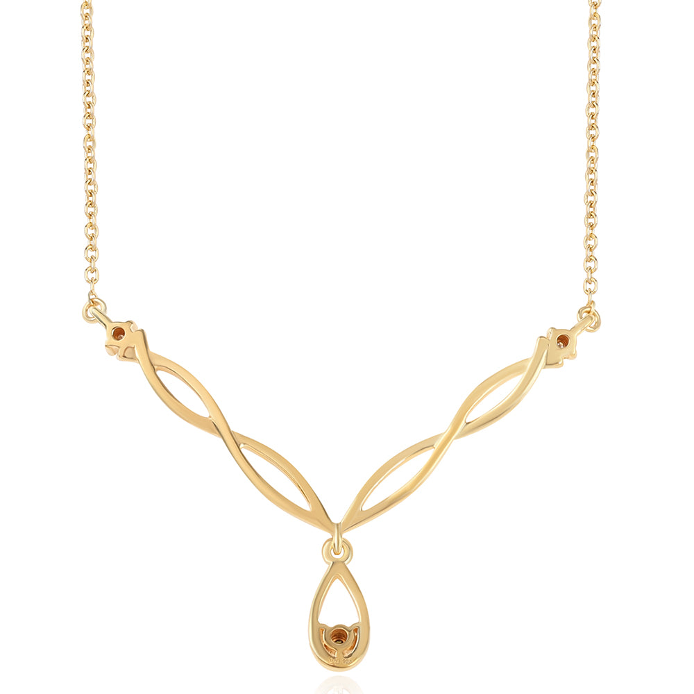 Goldplattierte Silberhalskette mit grünem Diamant und weißem Diamant 3 