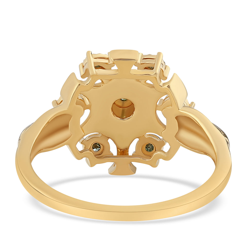 Goldplattierter Silberring mit grünem Diamant 3 