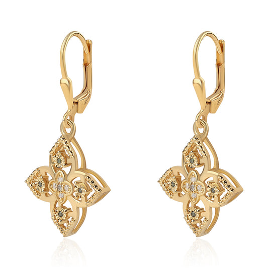 Goldplattierte Silberohrringe mit grünem Diamant und weißem Diamant