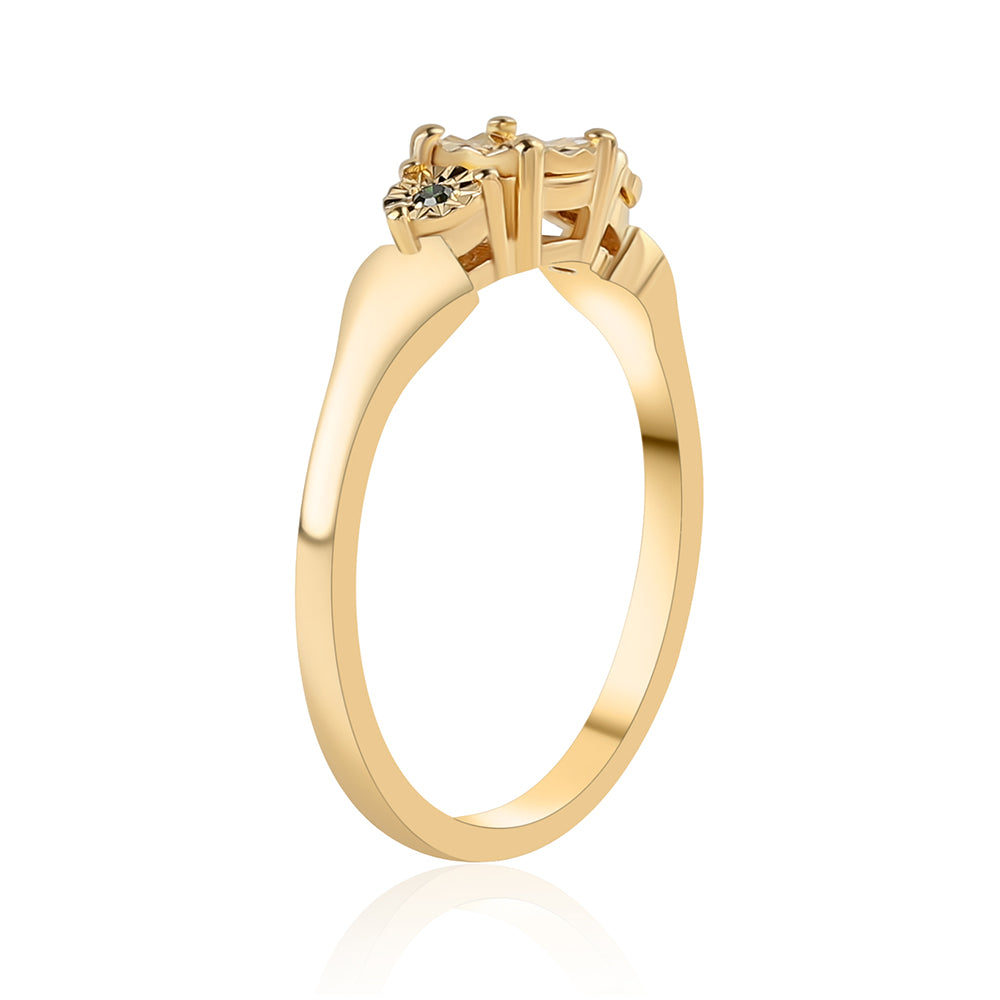 Goldplattierter Silberring mit grünem Diamant 2 