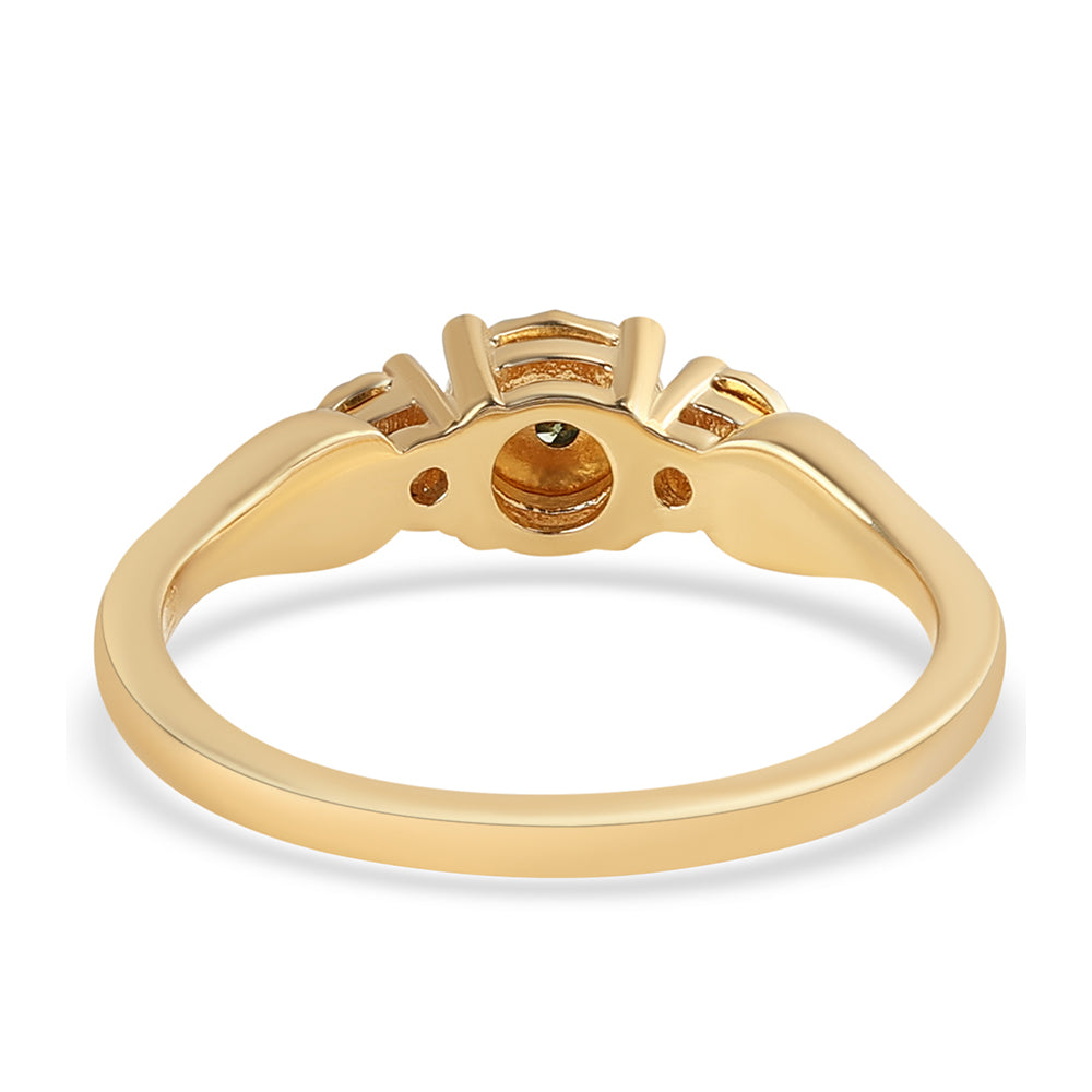 Goldplattierter Silberring mit grünem Diamant 3 