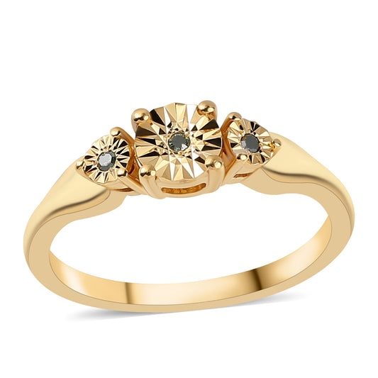 Goldplattierter Silberring mit grünem Diamant