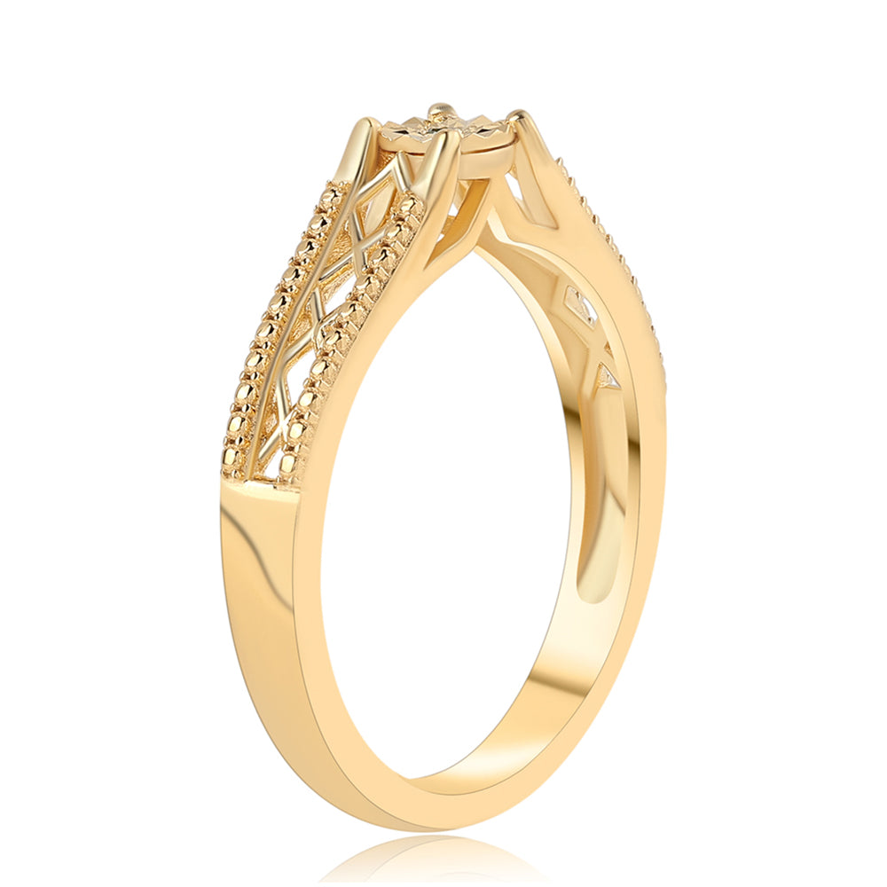 Goldplattierter Silberring mit grünem Diamant