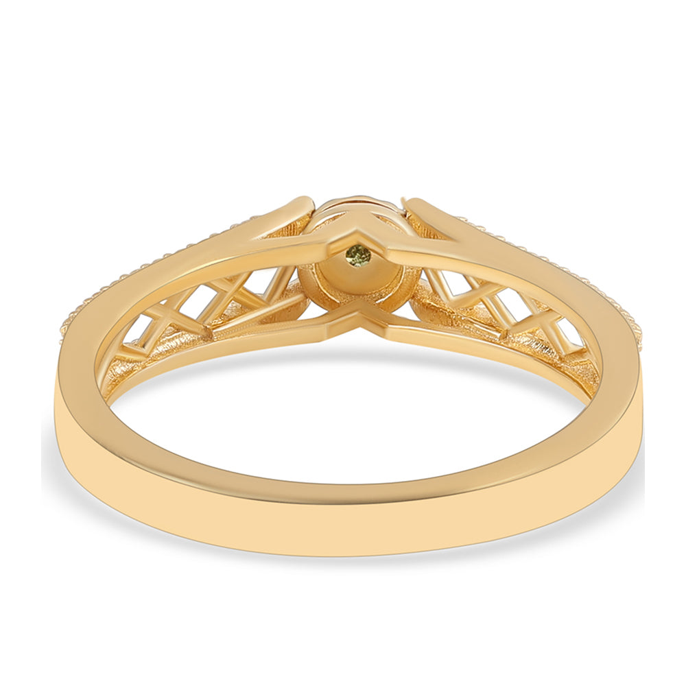 Goldplattierter Silberring mit grünem Diamant 3 