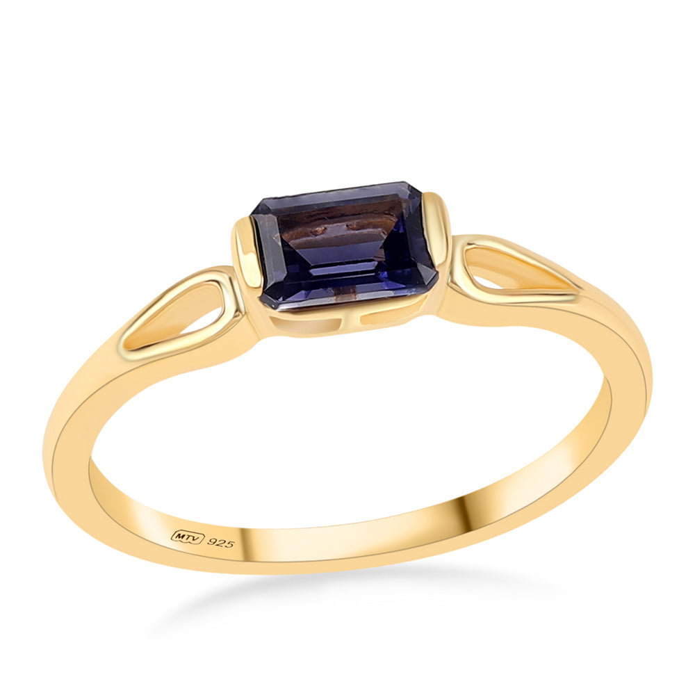 Goldplattierter Silberring mit Iolith 1 