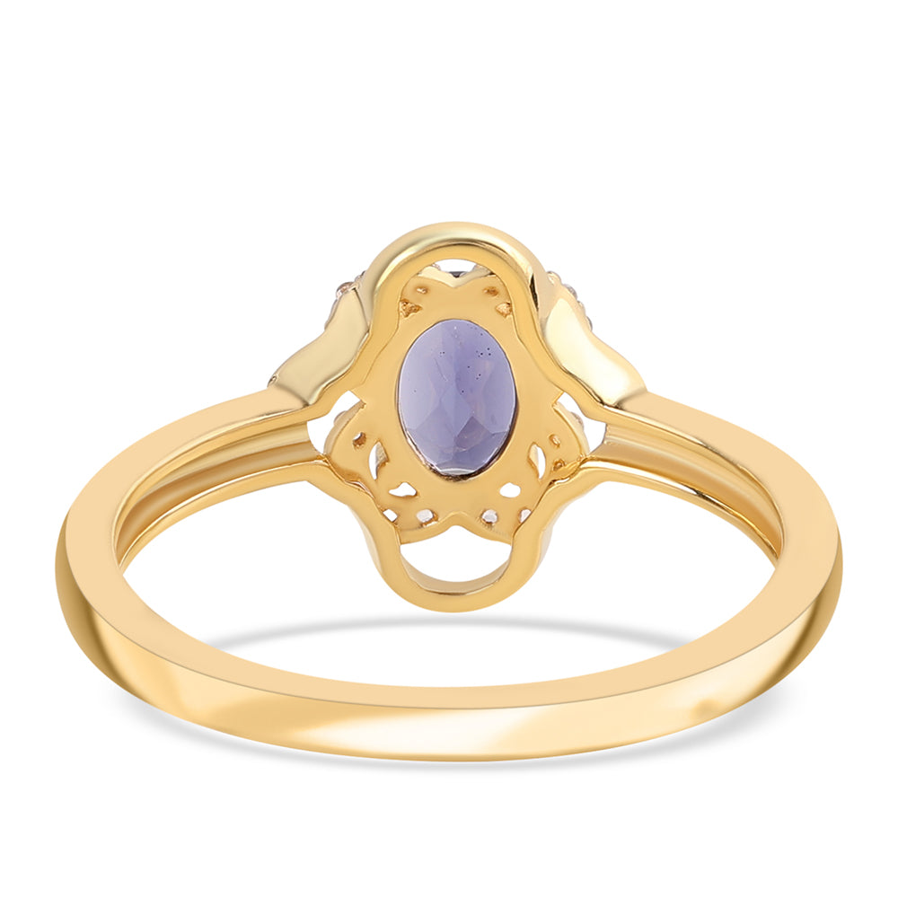 Goldplattierter Silberring mit Iolith und weißem Topas 2 