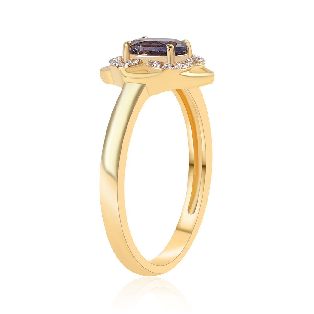 Goldplattierter Silberring mit Iolith und weißem Topas 3 