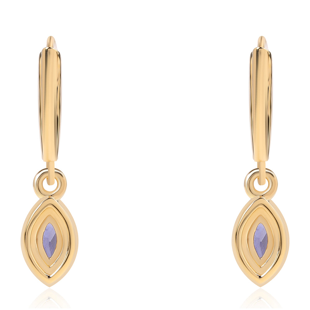 Goldplattierte Silberohrringe mit Iolith und weißem Topas 2 