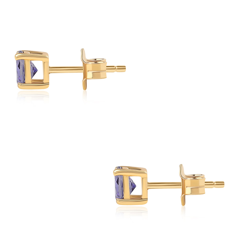 Goldplattierte Silberohrringe mit Iolith 3 