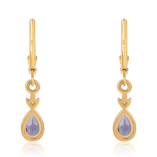Goldplattierte Silberohrringe mit Iolith