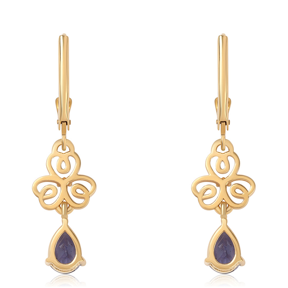 Goldplattierte Silberohrringe mit Iolith und weißem Topas