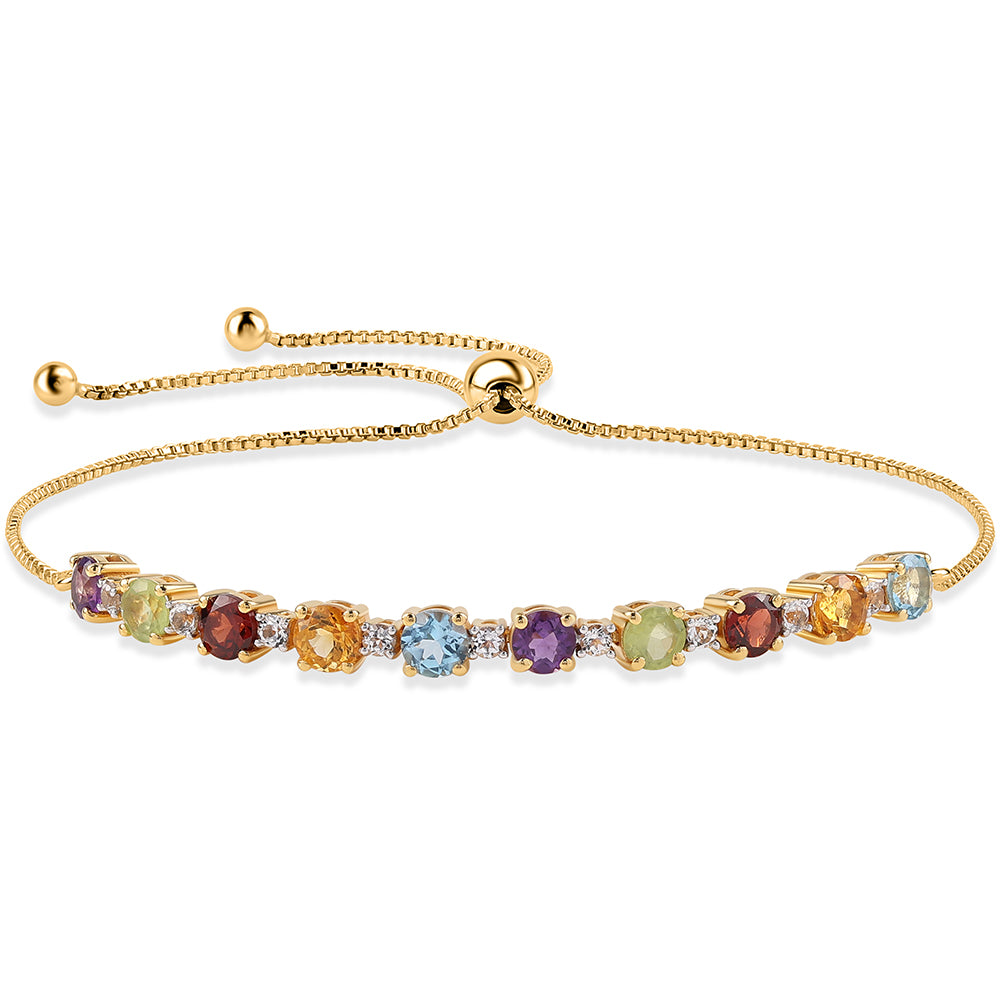 Goldplattiertes Silberarmband mit rotem Granat und Peridot