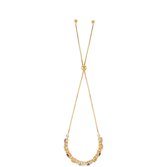 Goldplattiertes Silberarmband mit rotem Granat und Peridot