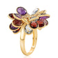 Goldplattierter Silberring mit afrikanischem Amethyst und Zitrin