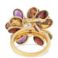 Goldplattierter Silberring mit afrikanischem Amethyst und Zitrin