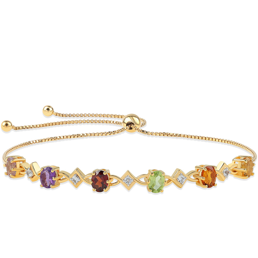 Goldplattiertes Silberarmband mit Rose De France Amethyst und Zitrin 1 