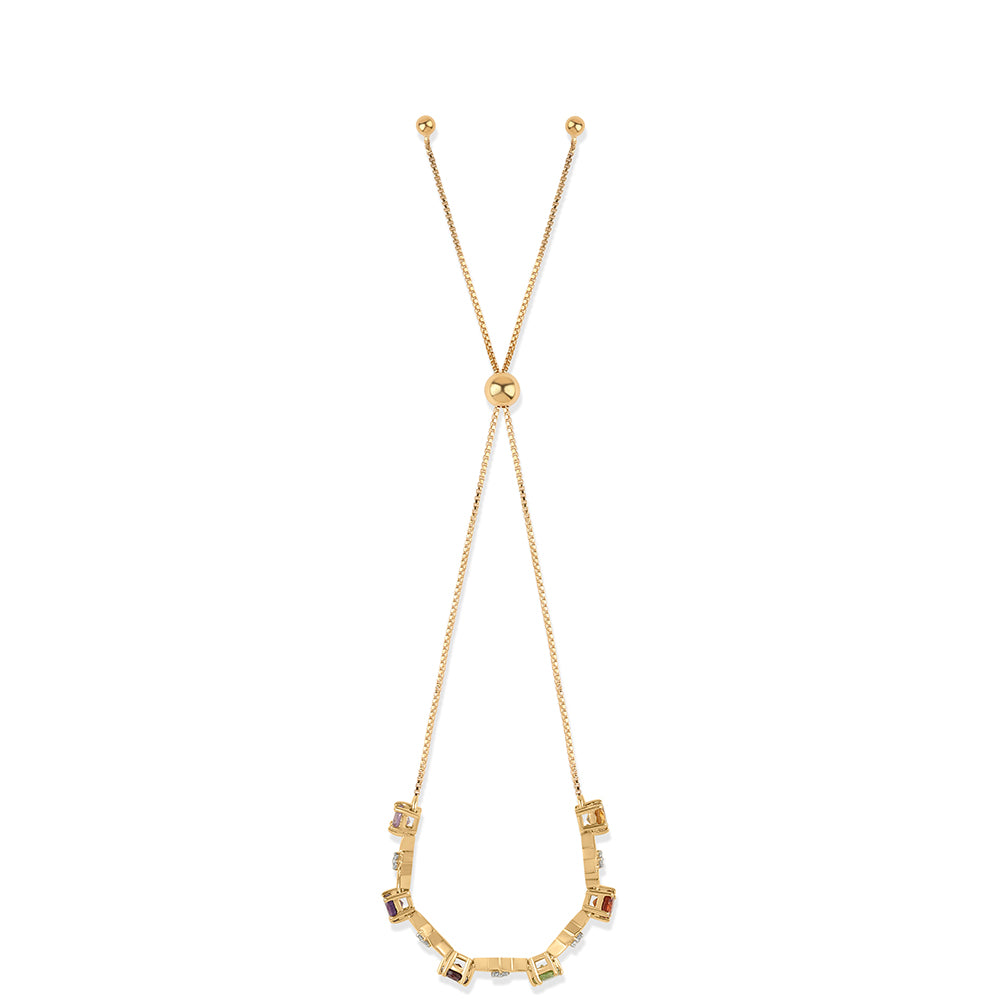 Goldplattiertes Silberarmband mit Rose De France Amethyst und Zitrin 2 