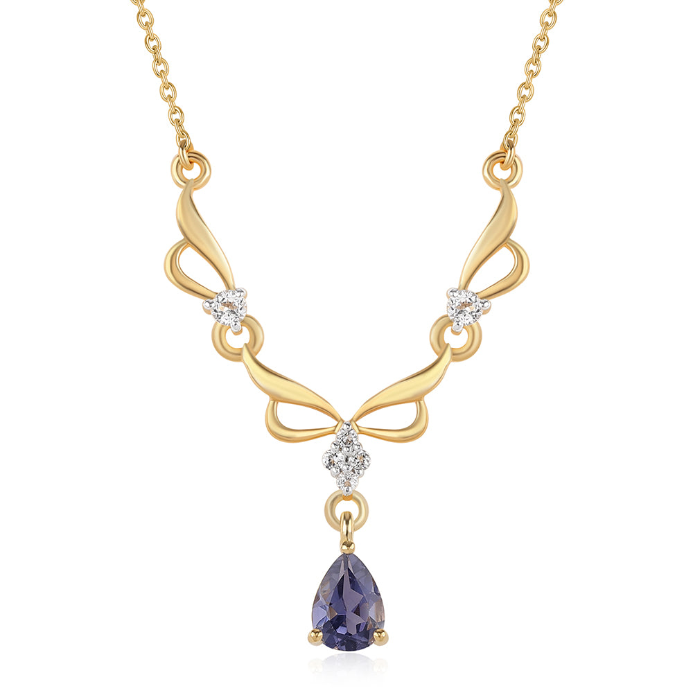 Goldplattierte Silberhalskette mit Iolith und weißem Topas 1 