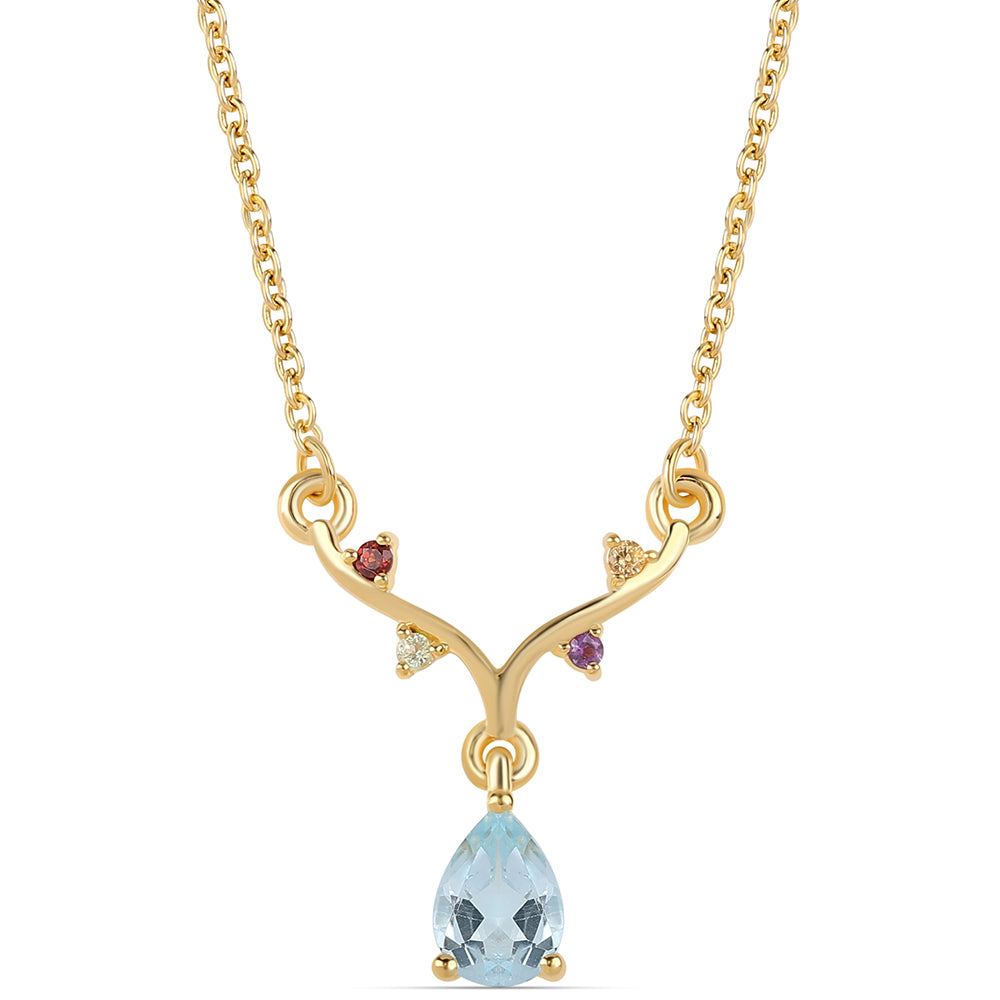 Goldplattierte Silberhalskette mit rotem Granat und Peridot 1 