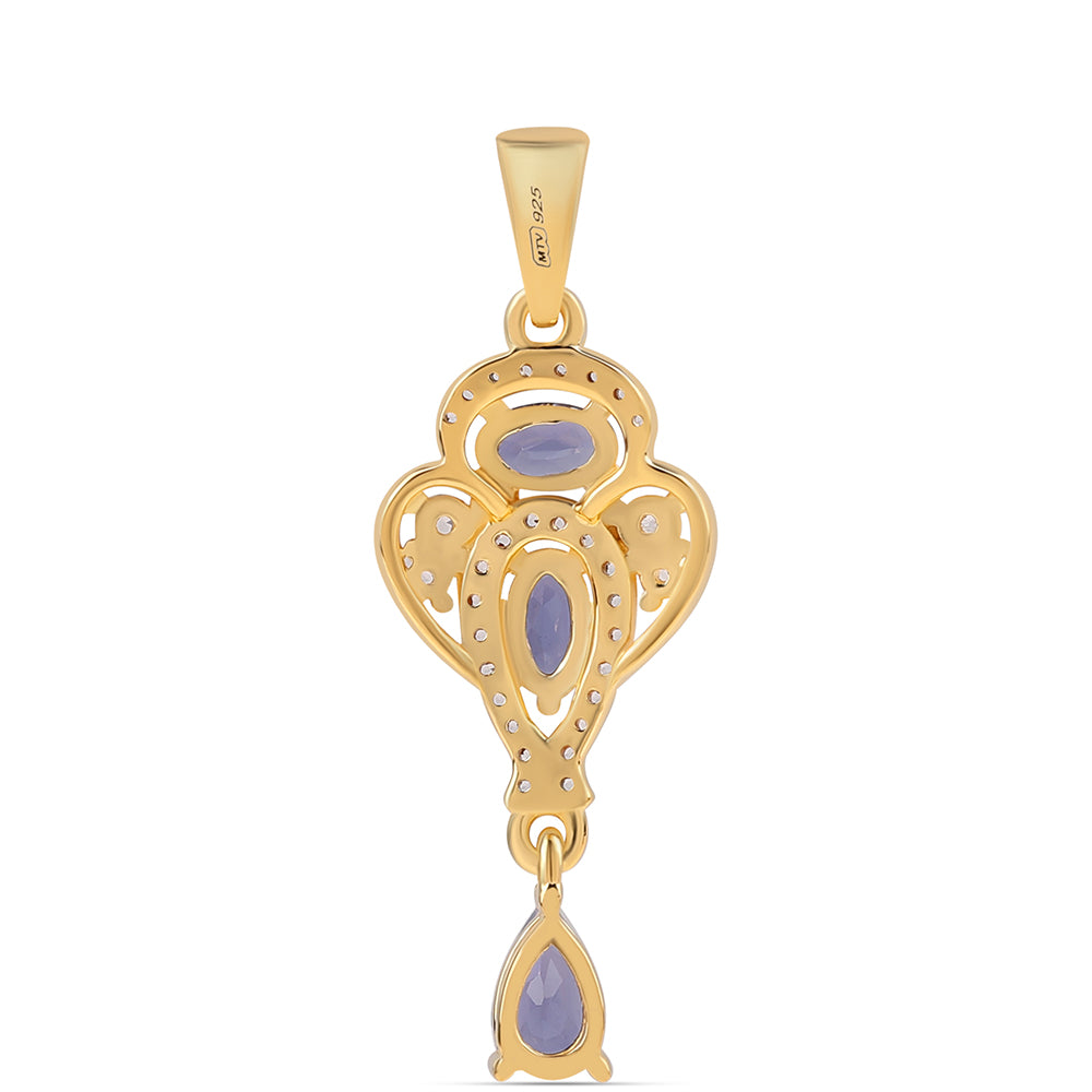 Goldplattierter Silberanhänger mit Iolith und weißem Topas 3 