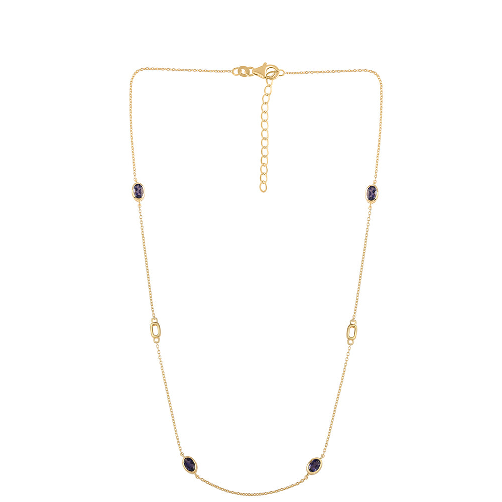 Goldplattierte Silberhalskette mit Iolith 1 