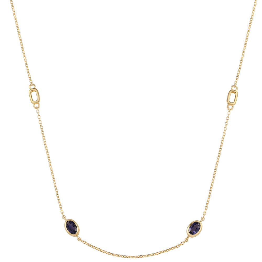 Goldplattierte Silberhalskette mit Iolith 3 