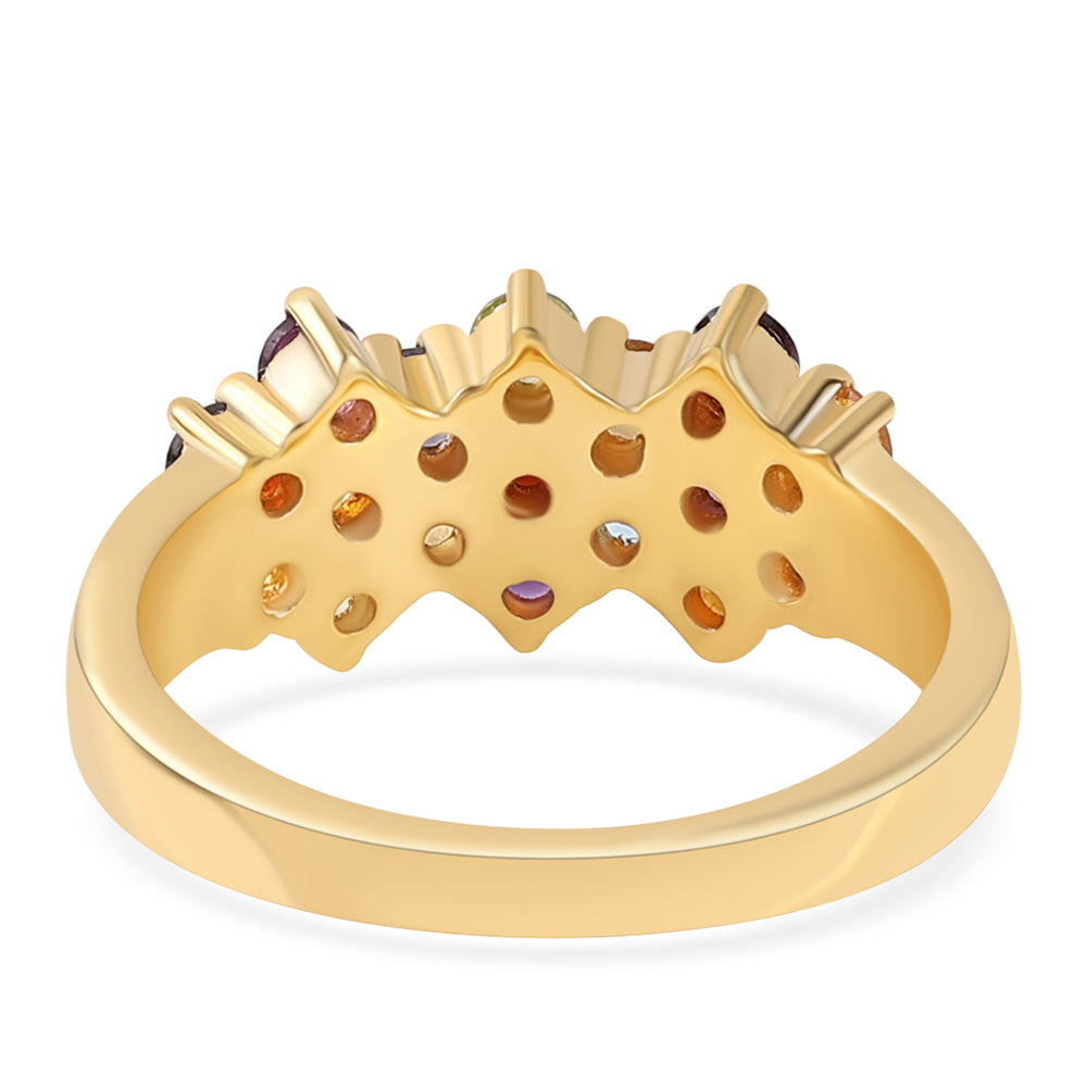 Goldplattierter Silberring mit afrikanischem Amethyst und rotem Granat