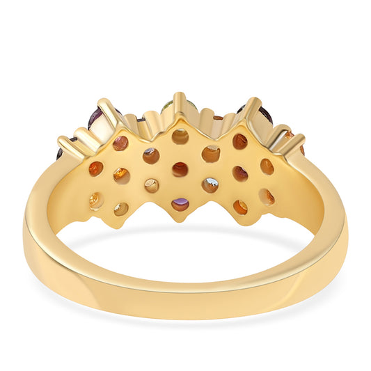 Goldplattierter Silberring mit afrikanischem Amethyst und rotem Granat