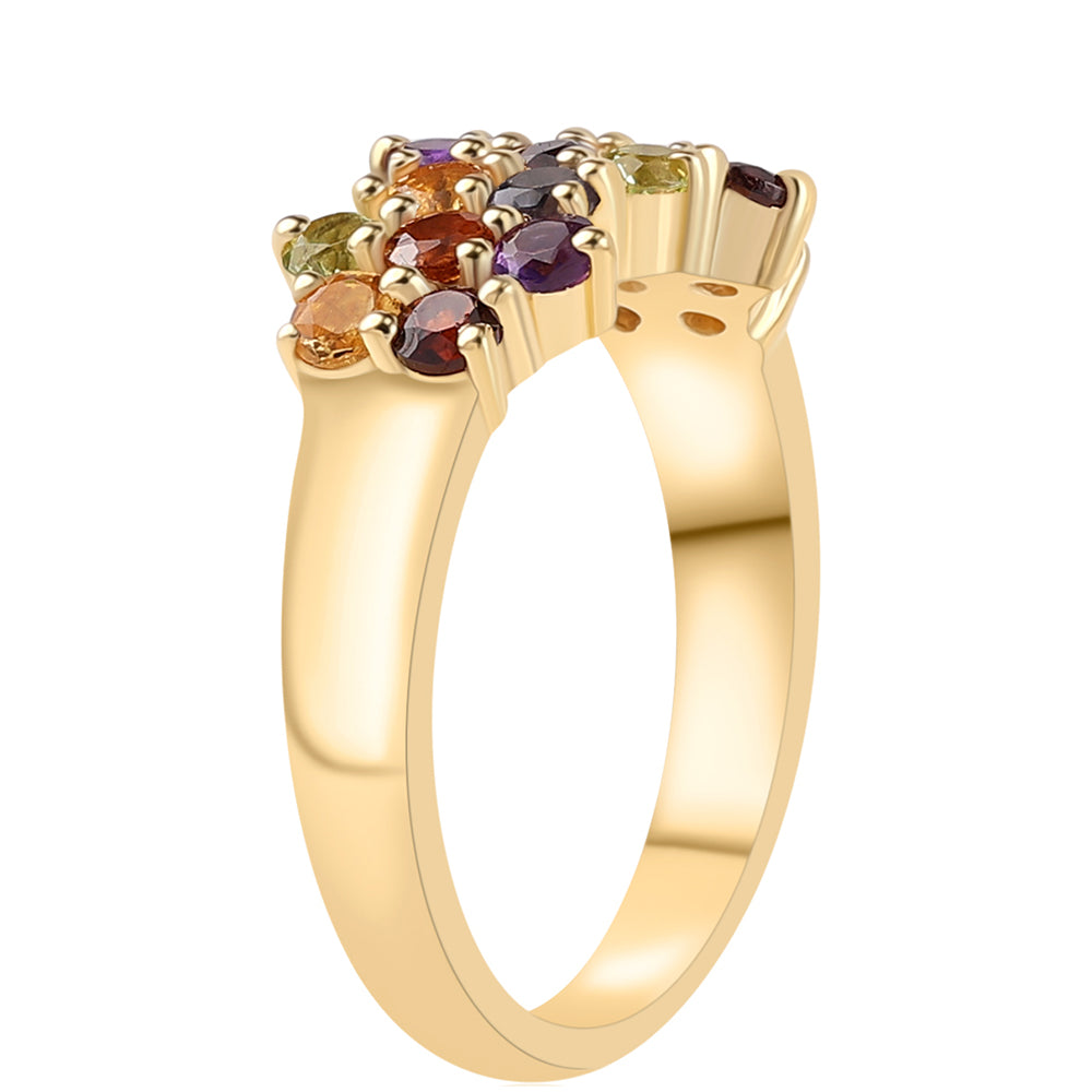 Goldplattierter Silberring mit afrikanischem Amethyst und rotem Granat 3 