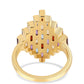 Goldplattierter Silberring mit afrikanischem Amethyst und Zitrin