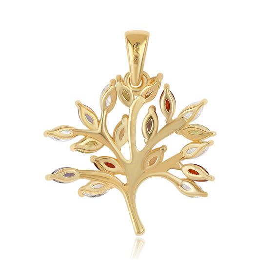 Goldplattierter Silberanhänger mit Peridot und rotem Granat