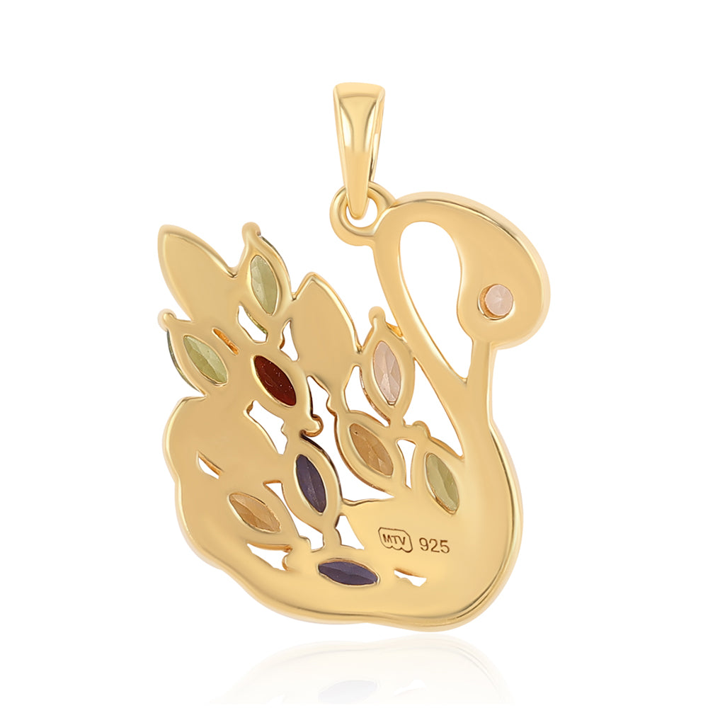 Goldplattierter Silberanhänger mit Peridot und Zitrin