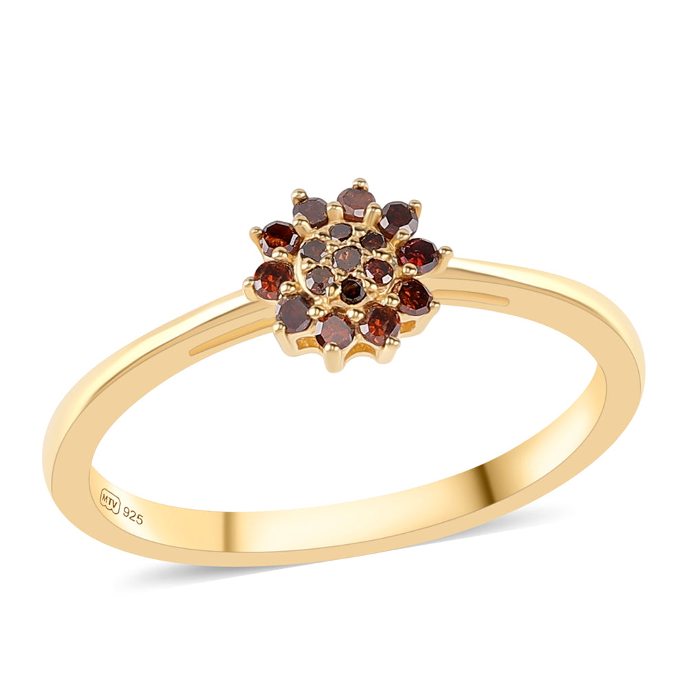 Goldplattierter Silberring mit rotem Diamant