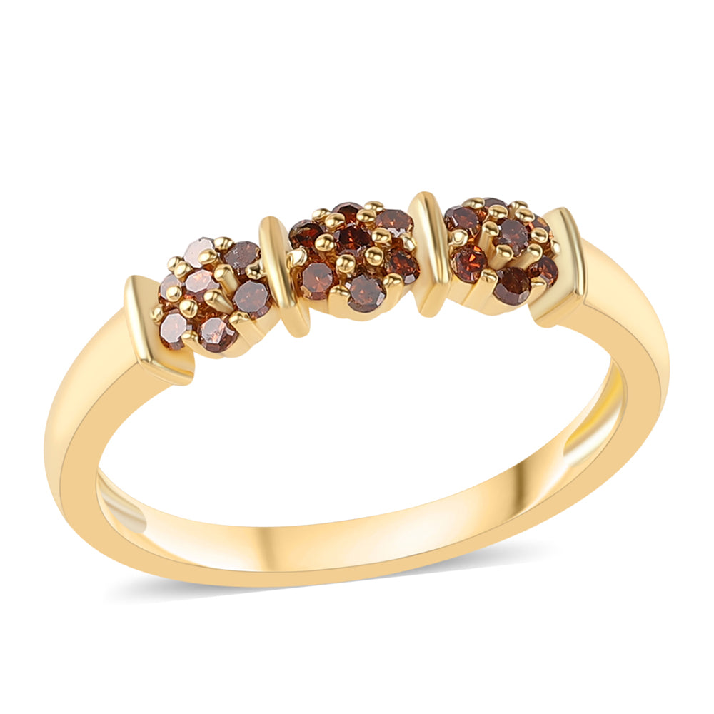 Goldplattierter Silberring mit rotem Diamant 4 