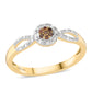 Goldplattierter Silberring mit rotem Diamant und weißem Diamant