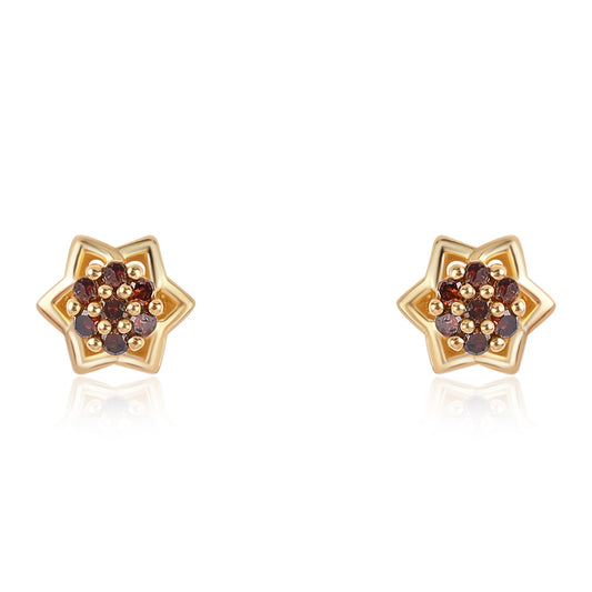 Goldplattierte Silberohrringe mit rotem Diamant