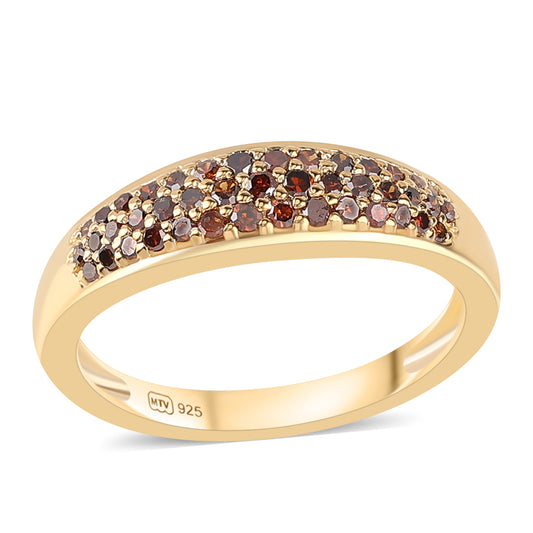 Goldplattierter Silberring mit rotem Diamant