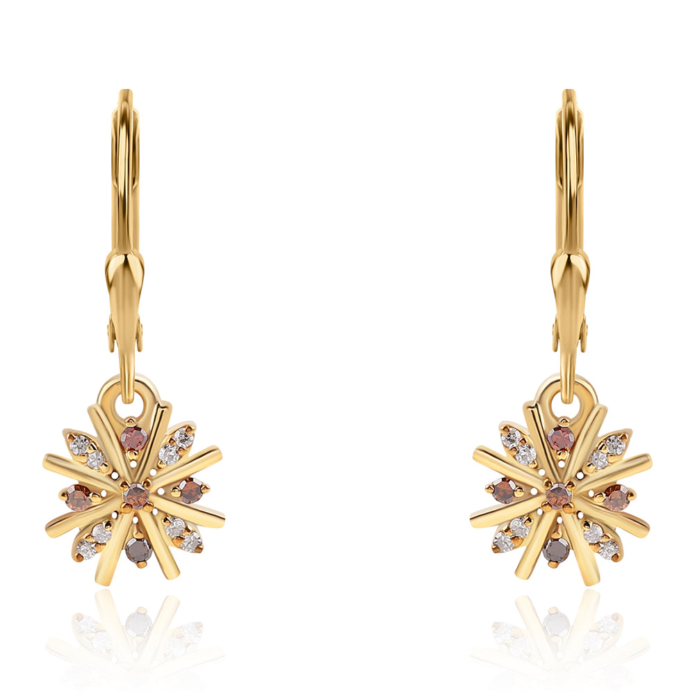 Goldplattierte Silberohrringe mit rotem Diamant 1 