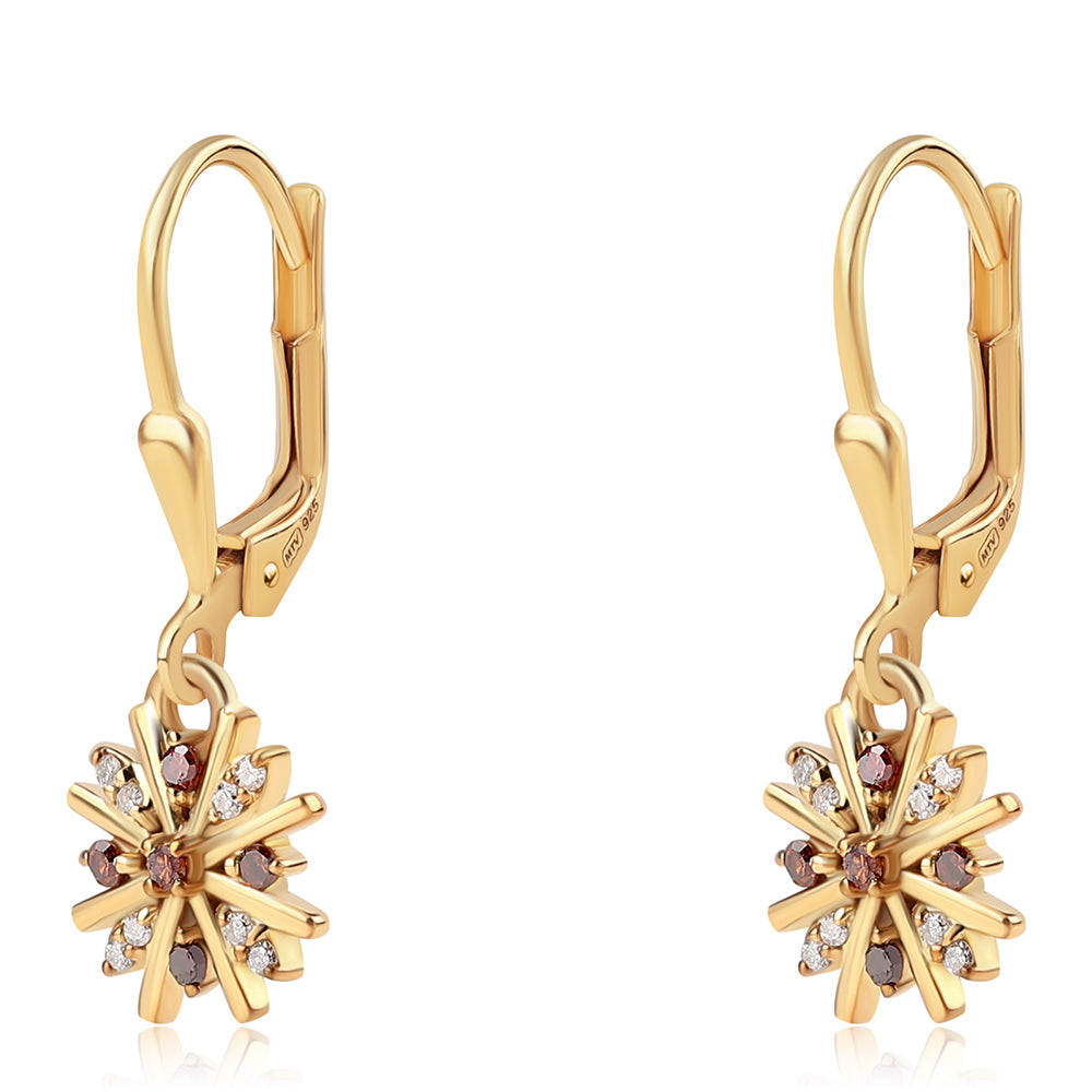 Goldplattierte Silberohrringe mit rotem Diamant 5 